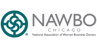 Logo of NAWBO Chicago featuring a stylized design representing women entrepreneurs in the Chicago area.